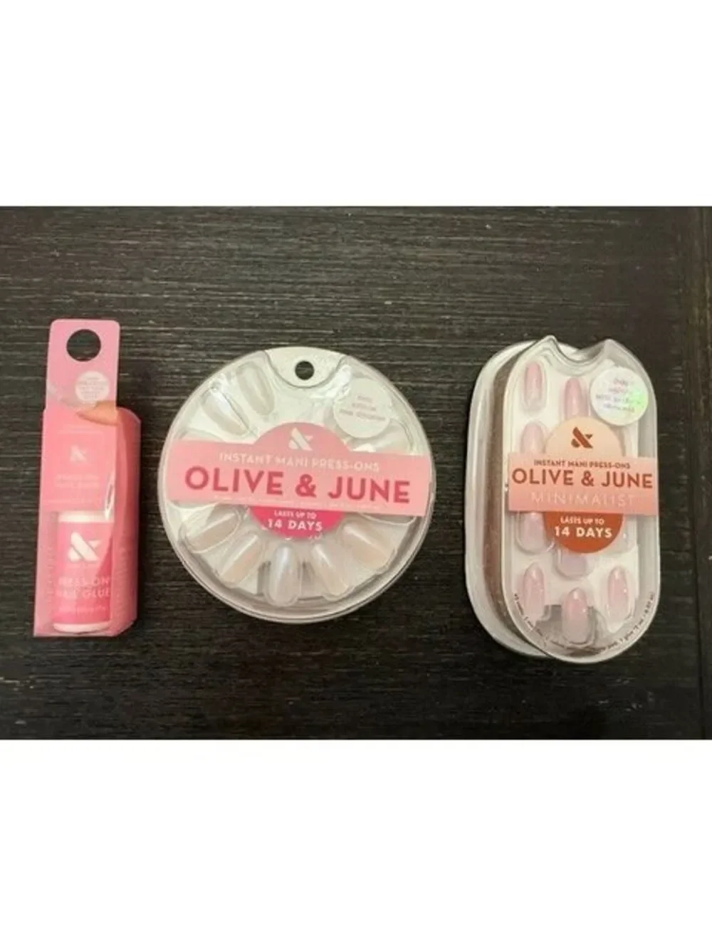 Olive and June 2 Pack press on nails plus glue! Round and almond shaped